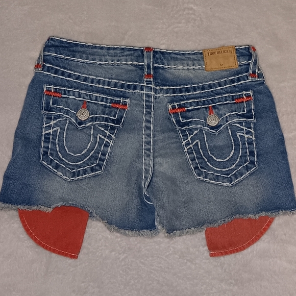 True Religion Bobby Stretch Shorty Denim Jeans Shorts Low Rise Vintage - Picture 1 of 7
